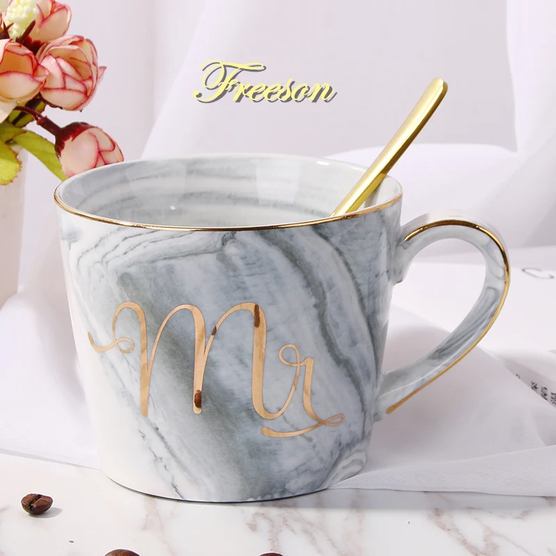 Marbling Gold Inlay Mug with Spoon 380ml Coffee Mug Romantic Lover Tea Mug Porcelain Tea Cup Valentine Coffee Cup Cafe Tumbler 
Marbling Gold Inlay Mug with Spoon 380ml Coffee Mug Romantic Lover Tea Mug Porcelain Tea Cup Valentine Coffee Cup Cafe Tumbler