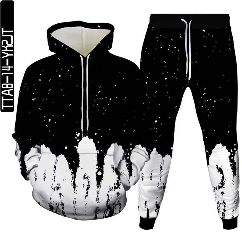 3d printing inverted black and color pattern fashion personality creative hooded sweater men's sports and leisure two-piece suit
3d printing inverted black and color pattern fashion personality creative hooded sweater men's sports and leisure two-piece suit