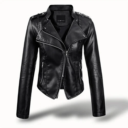 2021 Women Faux Leather Jacket Slim Outerwea Black Long Sleeve Zipper Turn-down Collar Short Coat Slim- Fit Top Christmas Gift
2021 Women Faux Leather Jacket Slim Outerwea Black Long Sleeve Zipper Turn-down Collar Short Coat Slim- Fit Top Christmas Gift