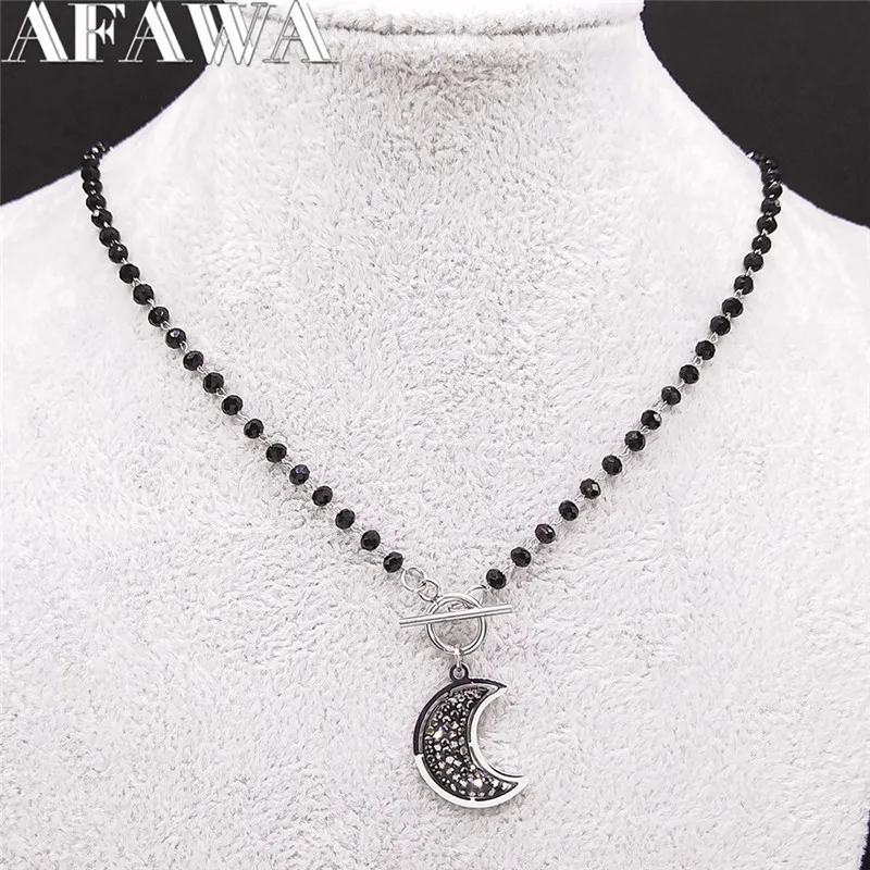 2022 Moon Black Crystal Stainless Steel Chain Necklace for Women Silver Color Necklaces Choker Jewelry bijoux N4884S02
2022 Moon Black Crystal Stainless Steel Chain Necklace for Women Silver Color Necklaces Choker Jewelry bijoux N4884S02