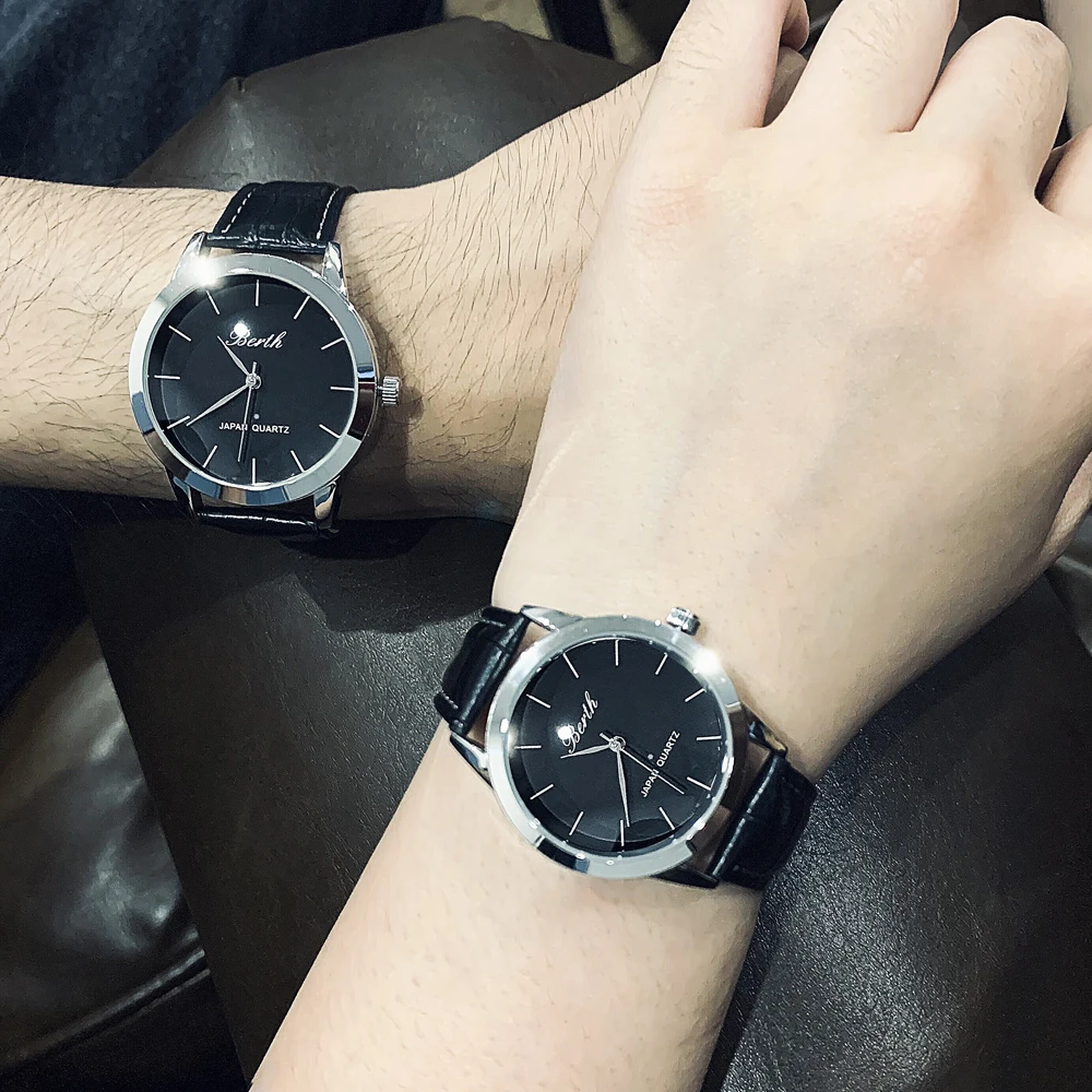 Lovers Watches Man and Women Couple Watches Quartz Movement Minimalist Design Dial Face Black Leather Strap
Lovers Watches Man and Women Couple Watches Quartz Movement Minimalist Design Dial Face Black Leather Strap
