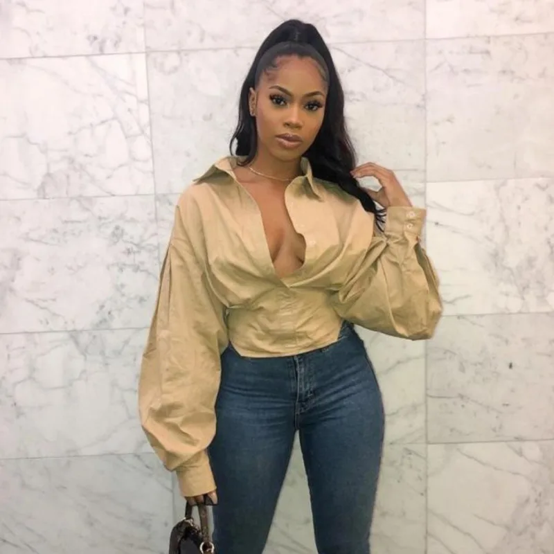 Women White Shirts Long Lantern Sleeve Button Sexy Shirt Elegant Chic Tunic Clothes Blouse Loose Draw Backs Fashion Female Tops
Women White Shirts Long Lantern Sleeve Button Sexy Shirt Elegant Chic Tunic Clothes Blouse Loose Draw Backs Fashion Female Tops