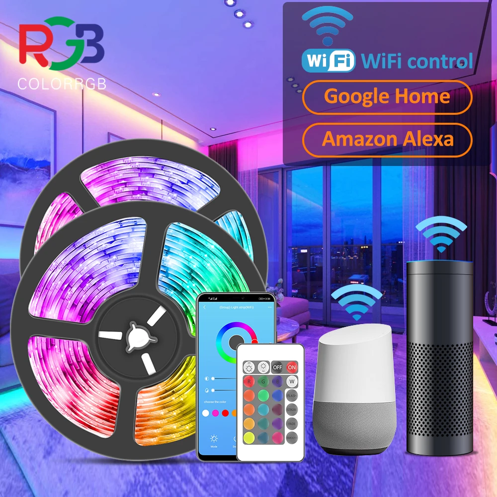 ColorRGB, WIFI Smart Led strip Lighting,SMD5050 Working with Alexa Google Assistant APP Control Dimmable Color Changing Rope 
ColorRGB, WIFI Smart Led strip Lighting,SMD5050 Working with Alexa Google Assistant APP Control Dimmable Color Changing Rope