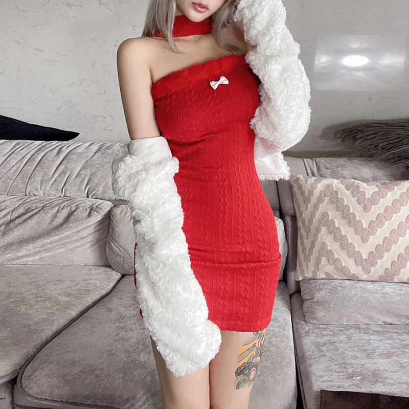 New Winter Christmas high waist fashion hanging neck woolen dress role play women's gifts Christmas clothes home clothes
New Winter Christmas high waist fashion hanging neck woolen dress role play women's gifts Christmas clothes home clothes