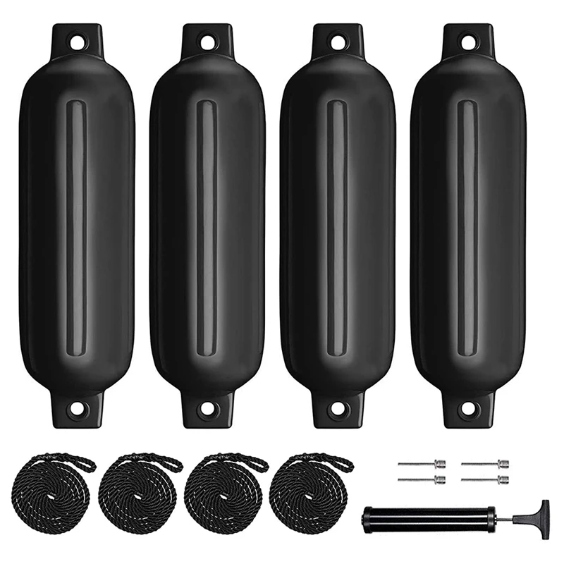 Boat Fenders 4 Pack 4.5x16 Inch Inflatable Ribbed Marine Boat Fender with Fender Lines 6.5 Ft Needles and Pump
Boat Fenders 4 Pack 4.5x16 Inch Inflatable Ribbed Marine Boat Fender with Fender Lines 6.5 Ft Needles and Pump