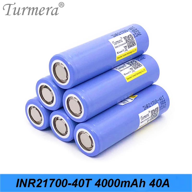 Аккумулятор Turmera 21700 аккумулятор 4000 мА · ч 40 А для электрических сигарет и