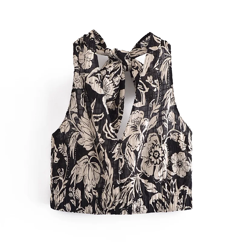 TRAF Women 2021 Fashion Printed Halter Short Top Pullover Sleeveless V-Neck Shirt Streetwear
TRAF Women 2021 Fashion Printed Halter Short Top Pullover Sleeveless V-Neck Shirt Streetwear