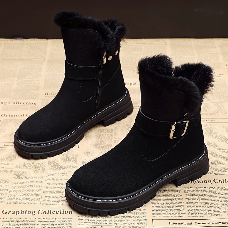 Women's Winter Boots 2021 Buckle Warm Plush Snow Boots Black Ankle Boots Women's Thick-soled Cotton Shoes Short Boots Women
Women's Winter Boots 2021 Buckle Warm Plush Snow Boots Black Ankle Boots Women's Thick-soled Cotton Shoes Short Boots Women