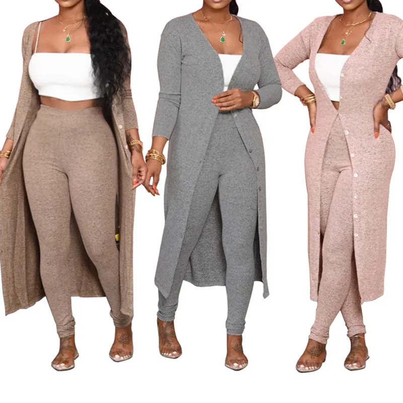 2021 Women Two Piece Autumn And Winter Suits Long Sleeve Cardigans And Skinny Pants Set For Woman 
2021 Women Two Piece Autumn And Winter Suits Long Sleeve Cardigans And Skinny Pants Set For Woman
