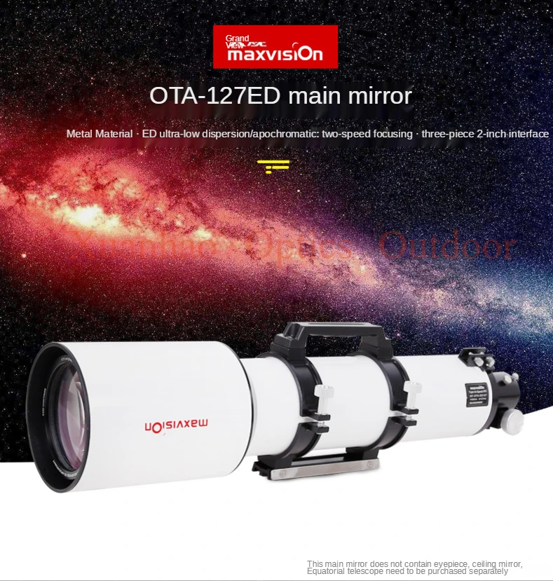 Профессиональный астрономический телескоп Maxvision 127ED, основное зеркало OTA, 127/950 мм, рефрактор APO, 2-дюймовый двухскоростной фокус, фотография
Профессиональный астрономический телескоп Maxvision 127ED, основное зеркало OTA, 127/950 мм, рефрактор APO, 2-дюймовый двухскоростной фокус, фотография