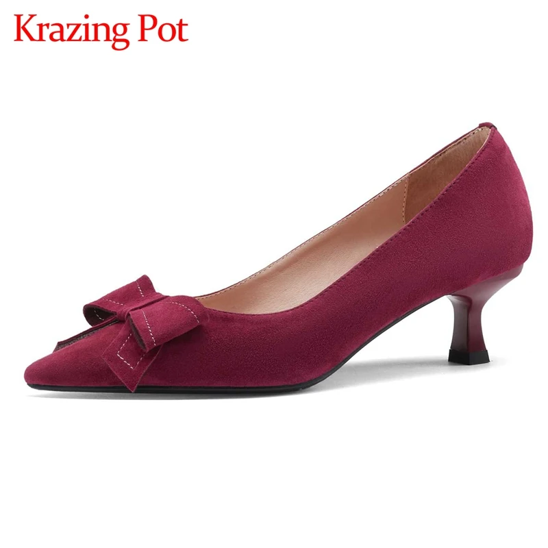 Krazing Pot french romantic sheep suede butterfly-knot sweet pointed toe thin med heel slip on dance party dress women pumps L62
Krazing Pot french romantic sheep suede butterfly-knot sweet pointed toe thin med heel slip on dance party dress women pumps L62