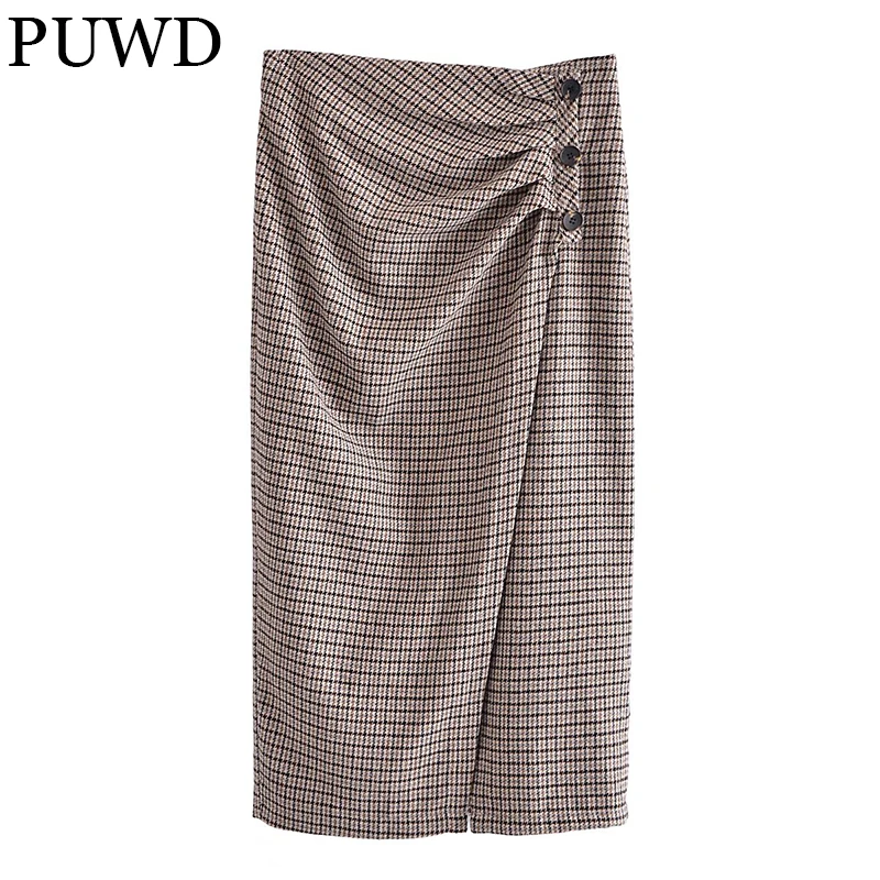 PUWD Retro Women Woolen Pleated Houndstooth Skirt 2021 Autumn Winter All-match Casual Long Skirts Slim Split Fork Female Bottoms
PUWD Retro Women Woolen Pleated Houndstooth Skirt 2021 Autumn Winter All-match Casual Long Skirts Slim Split Fork Female Bottoms
