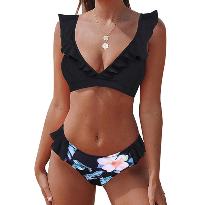 Fashion Women Summer Sexy Ruffles Side Bikini Set Top Bottoms Swimsuit Beach Swimming Wave Point Bikini Set
Fashion Women Summer Sexy Ruffles Side Bikini Set Top Bottoms Swimsuit Beach Swimming Wave Point Bikini Set
