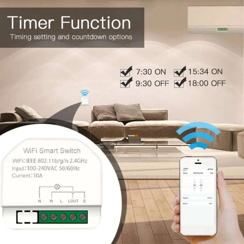 1gang MINI Wifi Smart Switch Timer Switch Module Smart Home Automation Compatible With Tuya Alexa Google Home Voice Control
1gang MINI Wifi Smart Switch Timer Switch Module Smart Home Automation Compatible With Tuya Alexa Google Home Voice Control