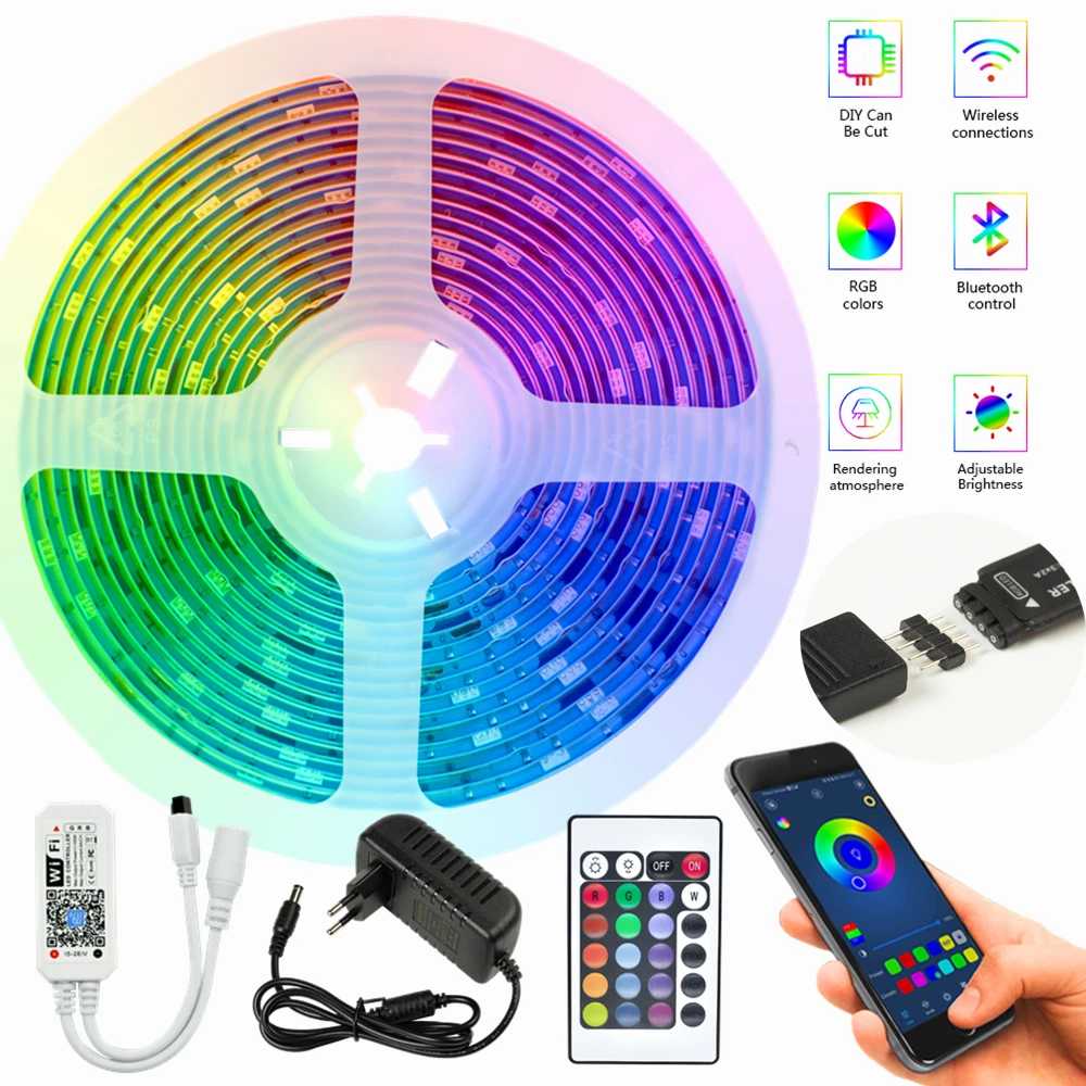 LED Strips Light 5050 WiFi Controller Holiday Atmosphere Light String Home Decoration 10M Light String Remote Control + Adapter
LED Strips Light 5050 WiFi Controller Holiday Atmosphere Light String Home Decoration 10M Light String Remote Control + Adapter