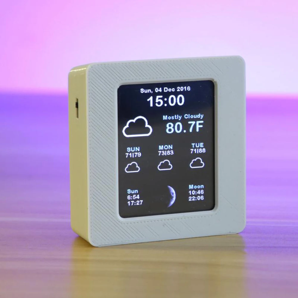 Бытовой интеллигентая (ый), Wi-Fi, погодные часы с отчетом времени данных Tempearture Дисплей с 2,4 дюймов TFT Цвет Экран
Бытовой интеллигентая (ый), Wi-Fi, погодные часы с отчетом времени данных Tempearture Дисплей с 2,4 дюймов TFT Цвет Экран