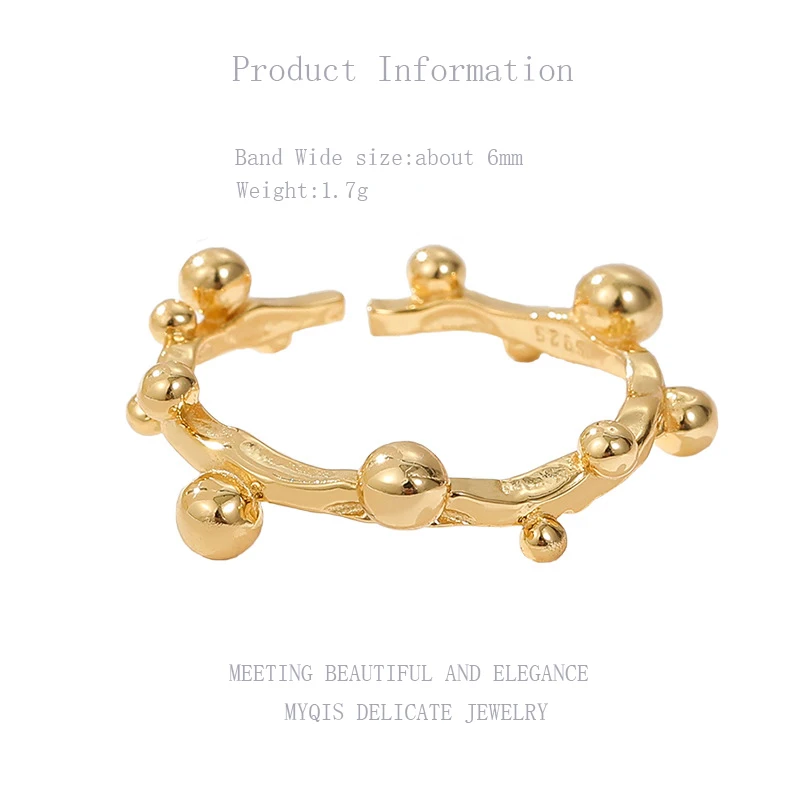 Vintage Jewelry Irregular Bead Wave 18K Gold Rings Stamp S925 2021 Trend Adjustable Finger Ring For Girl Women Office 2019
Vintage Jewelry Irregular Bead Wave 18K Gold Rings Stamp S925 2021 Trend Adjustable Finger Ring For Girl Women Office 2019