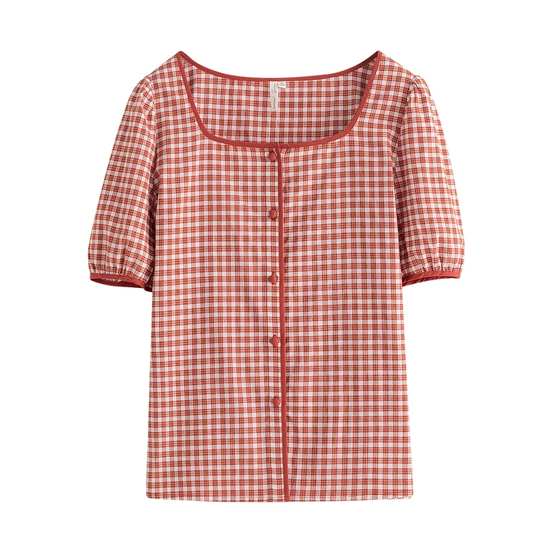 INMAN Vintage Style Blouse Summer Classic Round Button Plaid Pattern Small Lantern Short Sleeve Square Collar Shirt
INMAN Vintage Style Blouse Summer Classic Round Button Plaid Pattern Small Lantern Short Sleeve Square Collar Shirt