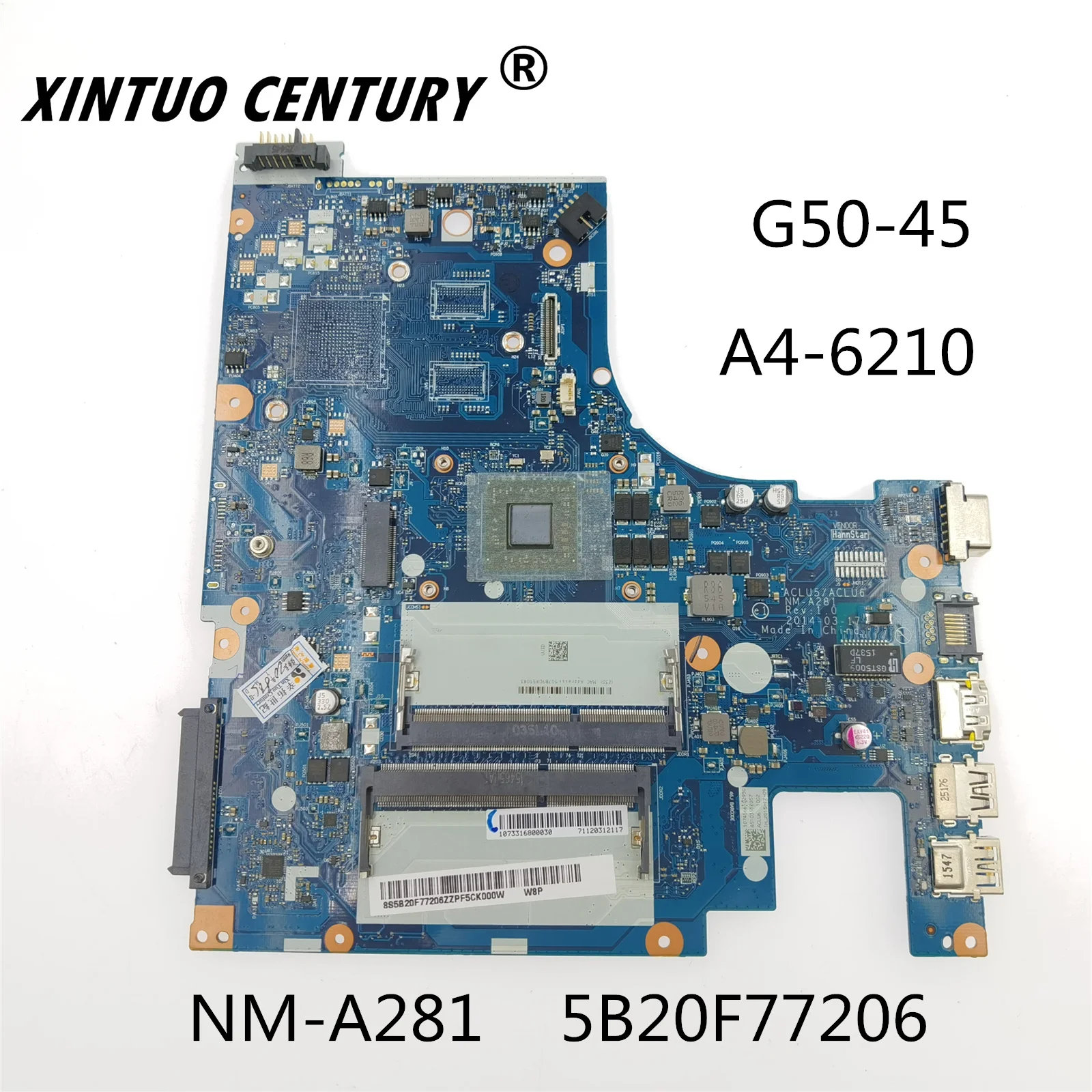 For Lenovo G50-45 placa-mãe mainboard NM-A281 5B20F77217 5B20F77206 A4-6210 CPU 100% test
For Lenovo G50-45 placa-mãe mainboard NM-A281 5B20F77217 5B20F77206 A4-6210 CPU 100% test