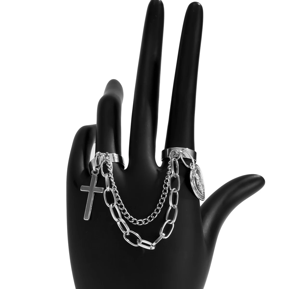 Exaggerated Punk Street Trendy Cross Jesus Heart Rings for Men Gothic Cool Tassel Jewelry Women Friend Rock Party Accessories
Exaggerated Punk Street Trendy Cross Jesus Heart Rings for Men Gothic Cool Tassel Jewelry Women Friend Rock Party Accessories