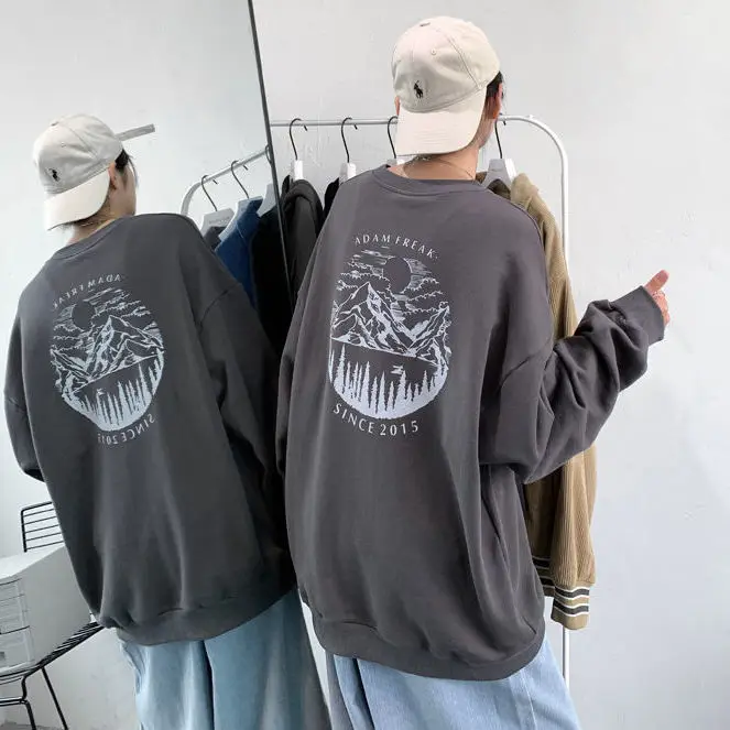 Vintage round neck sweater men's thin loose trend versatile student couple long sleeve T-shirt 
Vintage round neck sweater men's thin loose trend versatile student couple long sleeve T-shirt