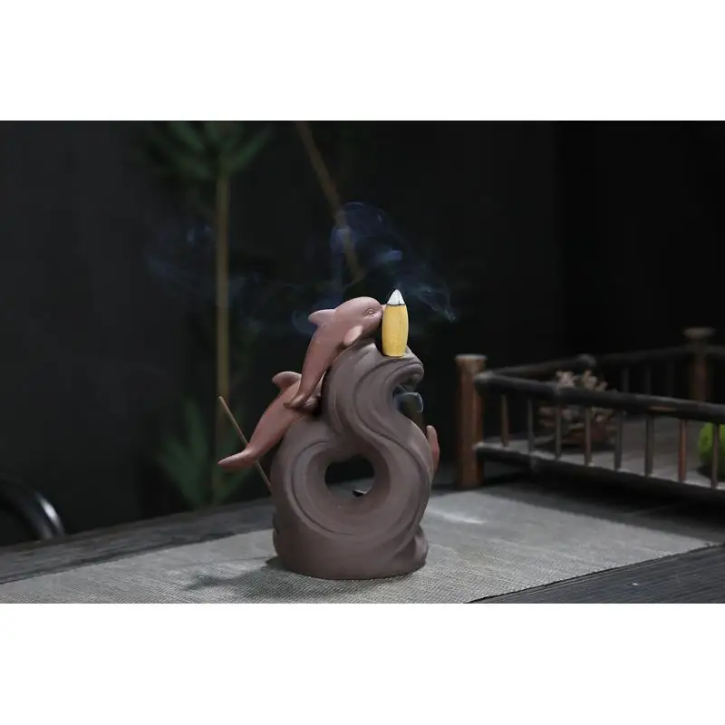 Aromatherapy Furnace Ceramic Ornaments Dolphin Backflow Incense Burners Dolphin Jumping Smoke Waterfall Incense Sticks Holder
Aromatherapy Furnace Ceramic Ornaments Dolphin Backflow Incense Burners Dolphin Jumping Smoke Waterfall Incense Sticks Holder
