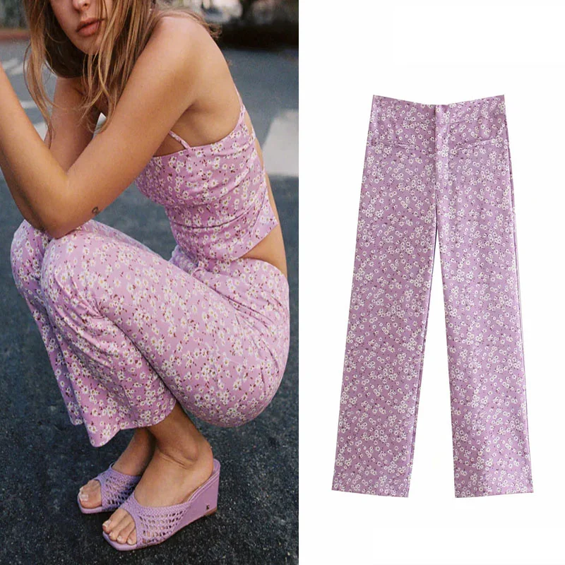 Za Mini Flare Print Pants Women 2021 Fashion High Waist Front False Pocket Pant Casual Zip Flared Legs Summer Purple Woman Pant
Za Mini Flare Print Pants Women 2021 Fashion High Waist Front False Pocket Pant Casual Zip Flared Legs Summer Purple Woman Pant