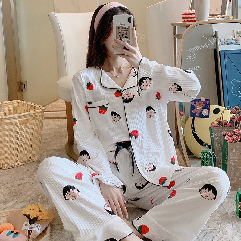 2020 Autumn Winter Long Sleeve Cotton Print Pajama Sets for Women Sleepwear Suit Pyjama Femme Homewear Pijama Mujer Home Clothes
2020 Autumn Winter Long Sleeve Cotton Print Pajama Sets for Women Sleepwear Suit Pyjama Femme Homewear Pijama Mujer Home Clothes