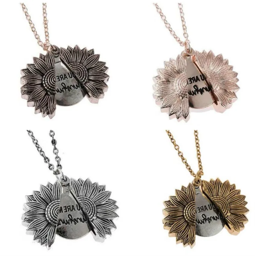 Dropshipping You Are My Sunshine Open Locket Sunflower Double-layer Lettering Women Necklace Short Clavicle Chain
Dropshipping You Are My Sunshine Open Locket Sunflower Double-layer Lettering Women Necklace Short Clavicle Chain
