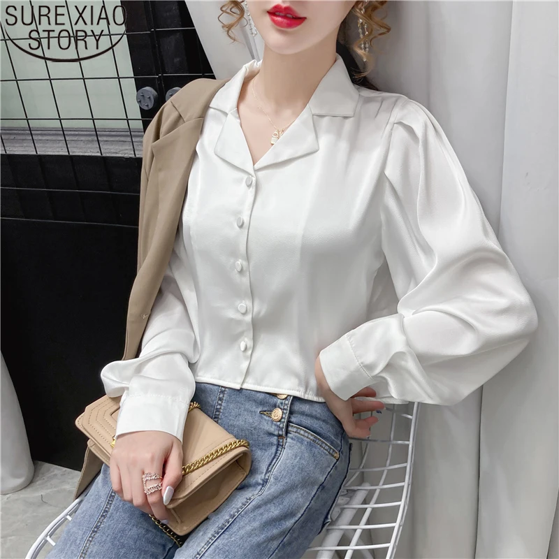Solid White Long Sleeve Shirt Women 2021 Satin Shirt Office Lady Suit Collar Spring Autumn Silk Womens Tops and Blouses 10984
Solid White Long Sleeve Shirt Women 2021 Satin Shirt Office Lady Suit Collar Spring Autumn Silk Womens Tops and Blouses 10984