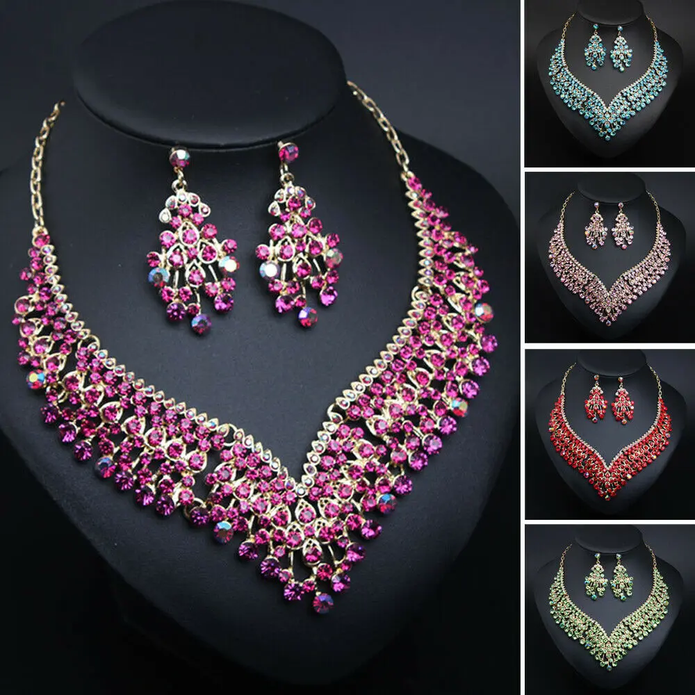 Luxury Crystal Necklace Earrings Set Statement Choker Jewelry Sets Fashion Rhinestone Women Bridal Wedding Jewelry Sets Collar
Luxury Crystal Necklace Earrings Set Statement Choker Jewelry Sets Fashion Rhinestone Women Bridal Wedding Jewelry Sets Collar