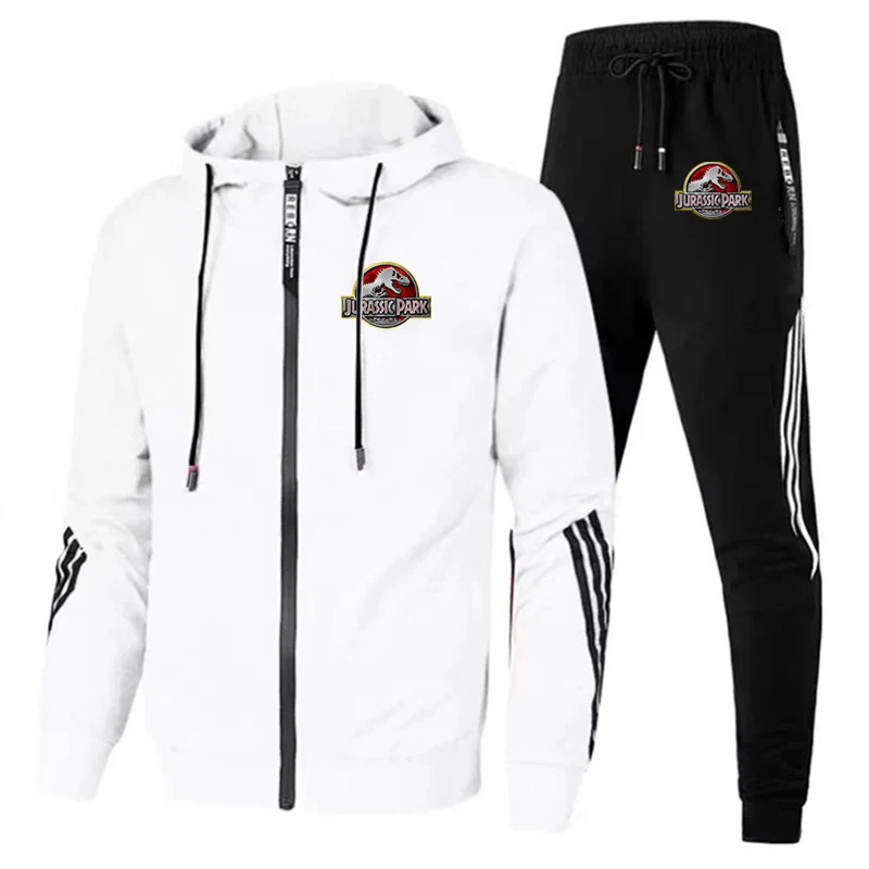 Jurassic New Striped Polyester Zipper Suit Solid Color Sports Suit Men's Hooded Sweater Men's Sportswear Casual Wear 2-piece Set
Jurassic New Striped Polyester Zipper Suit Solid Color Sports Suit Men's Hooded Sweater Men's Sportswear Casual Wear 2-piece Set