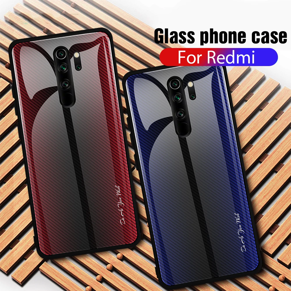 Чехол на заднюю панель из закаленного стекла 9H для Xiaomi Redmi Note 8 Pro 7 силиконовый