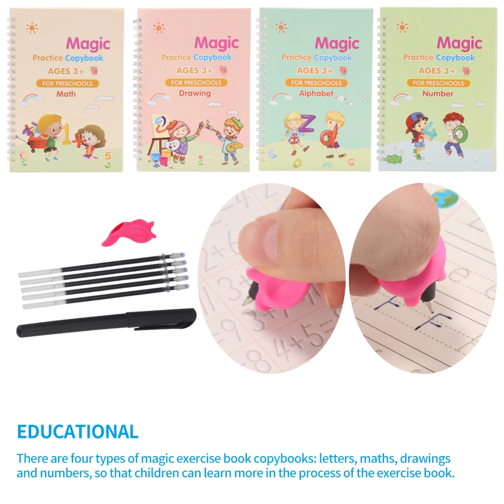 Magic Practice Copybook Reusable Handwriting Copybook Set Calligraphic Letter Writing Practice Workbook For Children
Magic Practice Copybook Reusable Handwriting Copybook Set Calligraphic Letter Writing Practice Workbook For Children