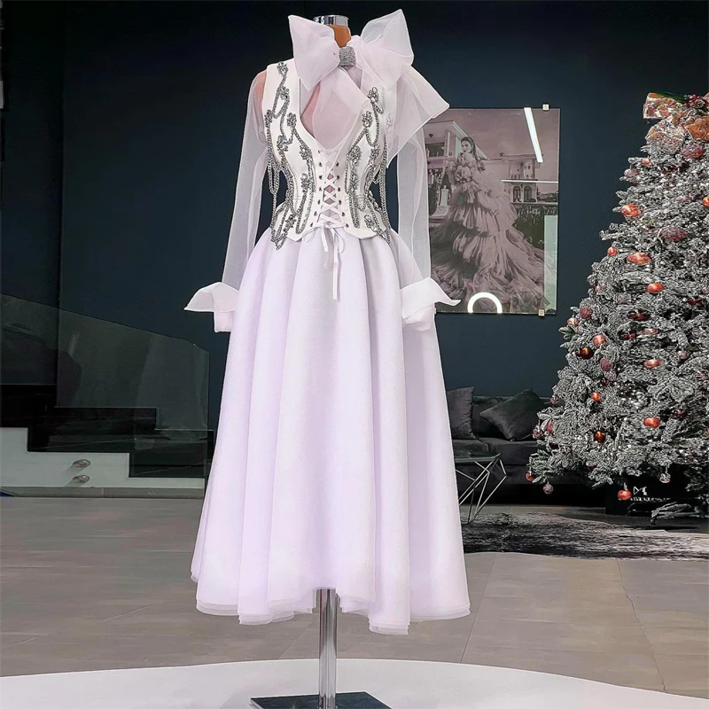 Newest Elegant Gorgeous Prom Dresses Long Sleeves Bow Crystals Chain A-Line Women Evening Party Gowns Plus Size Custom Made
Newest Elegant Gorgeous Prom Dresses Long Sleeves Bow Crystals Chain A-Line Women Evening Party Gowns Plus Size Custom Made