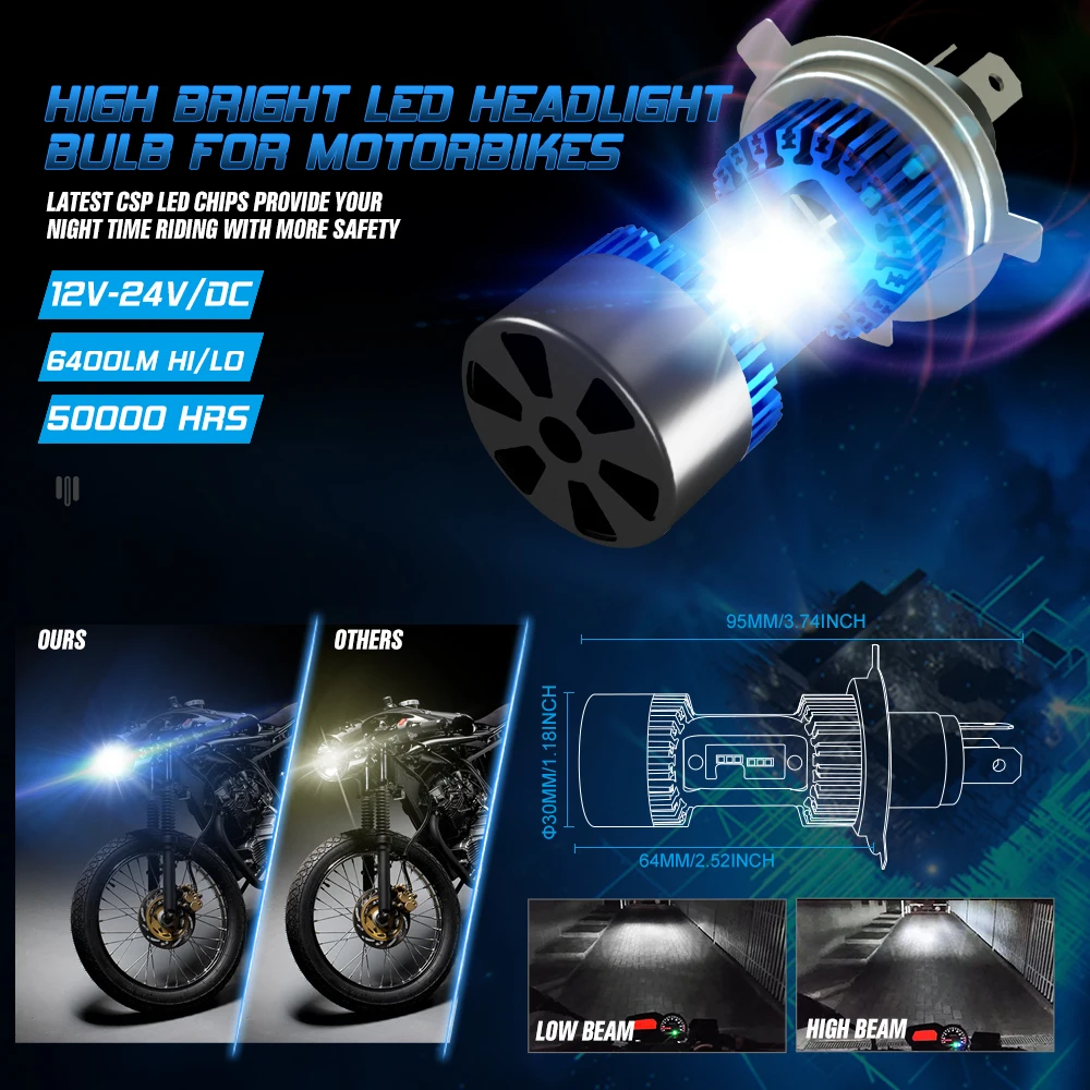 Car Rover H4 LED Moto LED Light 6000K 3200Lm Motorcycle Headlights Bulb hi-low Beam Car Auto Scooter Light 12v
Car Rover H4 LED Moto LED Light 6000K 3200Lm Motorcycle Headlights Bulb hi-low Beam Car Auto Scooter Light 12v