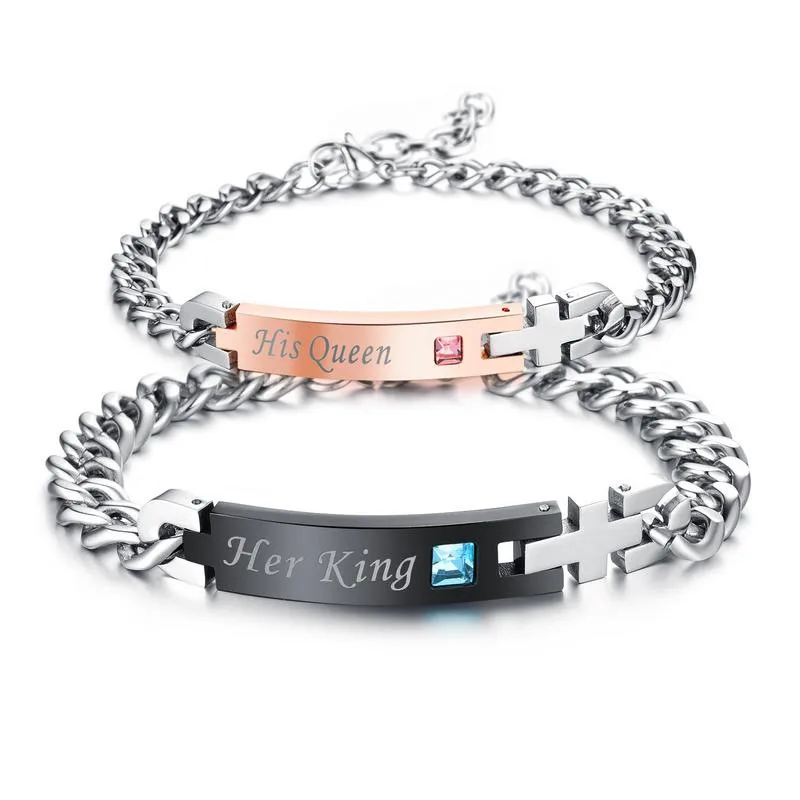 King Queen Titanium Steel Chain Crystal Adjustable Women's Man Couple Stainless Steel Bracelet Bracelets Jewelry D0002
King Queen Titanium Steel Chain Crystal Adjustable Women's Man Couple Stainless Steel Bracelet Bracelets Jewelry D0002