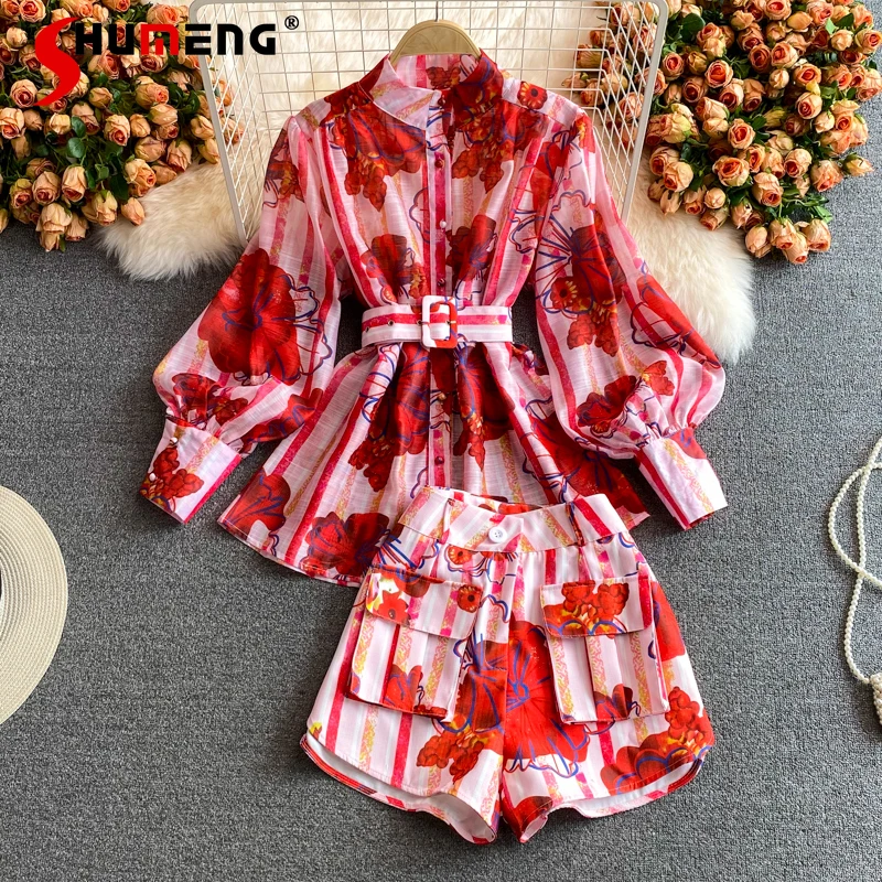 2021 Summer New Light Vintage Printed Stand Collar Shirt High Waist Wide Leg Shorts Two-Piece Set Professional
2021 Summer New Light Vintage Printed Stand Collar Shirt High Waist Wide Leg Shorts Two-Piece Set Professional