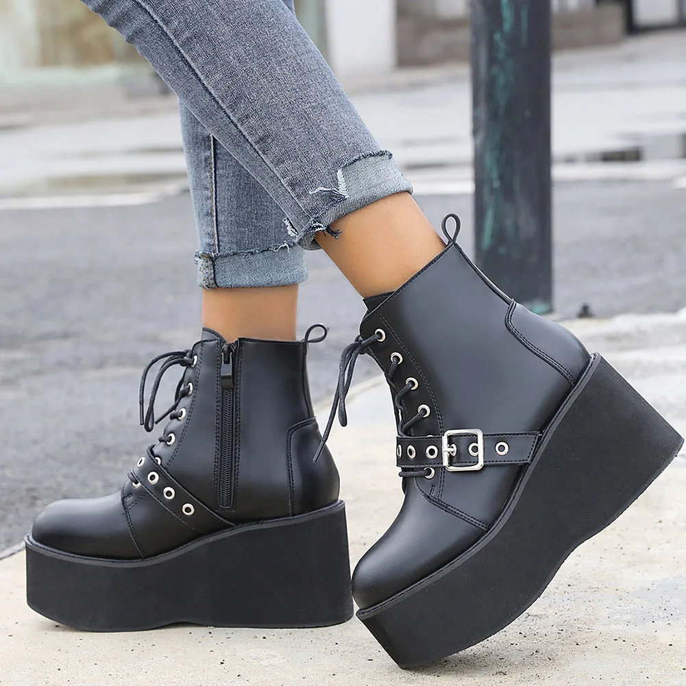 Female Motorcycle Boots Rubber Sole Wedges Round Toe Zip النساء الأحذية High Heel Ankle Boots Platform Spring Women Shoes
Female Motorcycle Boots Rubber Sole Wedges Round Toe Zip النساء الأحذية High Heel Ankle Boots Platform Spring Women Shoes
