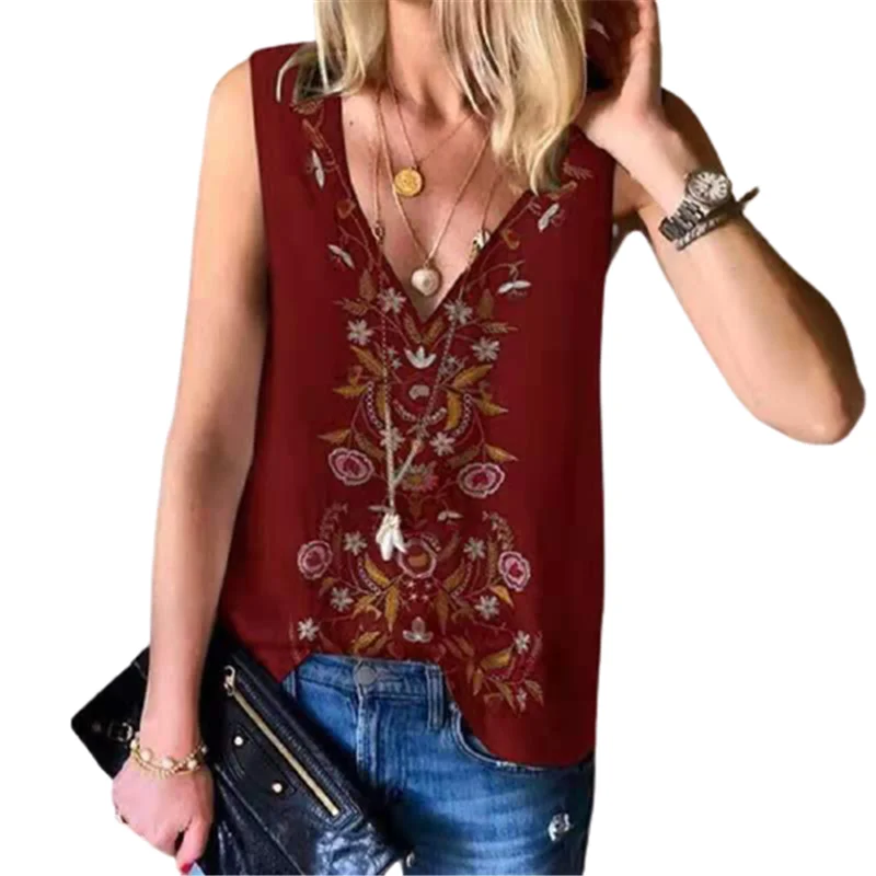 Women T shirts Tops Plus Size Print 2022 New Summer Beach Tank Tshirt Sexy Sleeveless V-neck Chiffon Loose Casual Female T shirt
Women T shirts Tops Plus Size Print 2022 New Summer Beach Tank Tshirt Sexy Sleeveless V-neck Chiffon Loose Casual Female T shirt