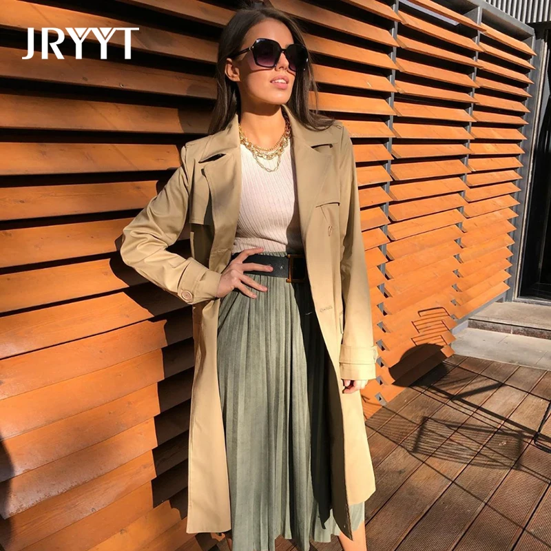 JRYYT Casual Double Breasted Sashes Trench Coat Women High-Waist Solid Knee-Length Windbreaker Women Buttons Solid Abrigo mujer
JRYYT Casual Double Breasted Sashes Trench Coat Women High-Waist Solid Knee-Length Windbreaker Women Buttons Solid Abrigo mujer