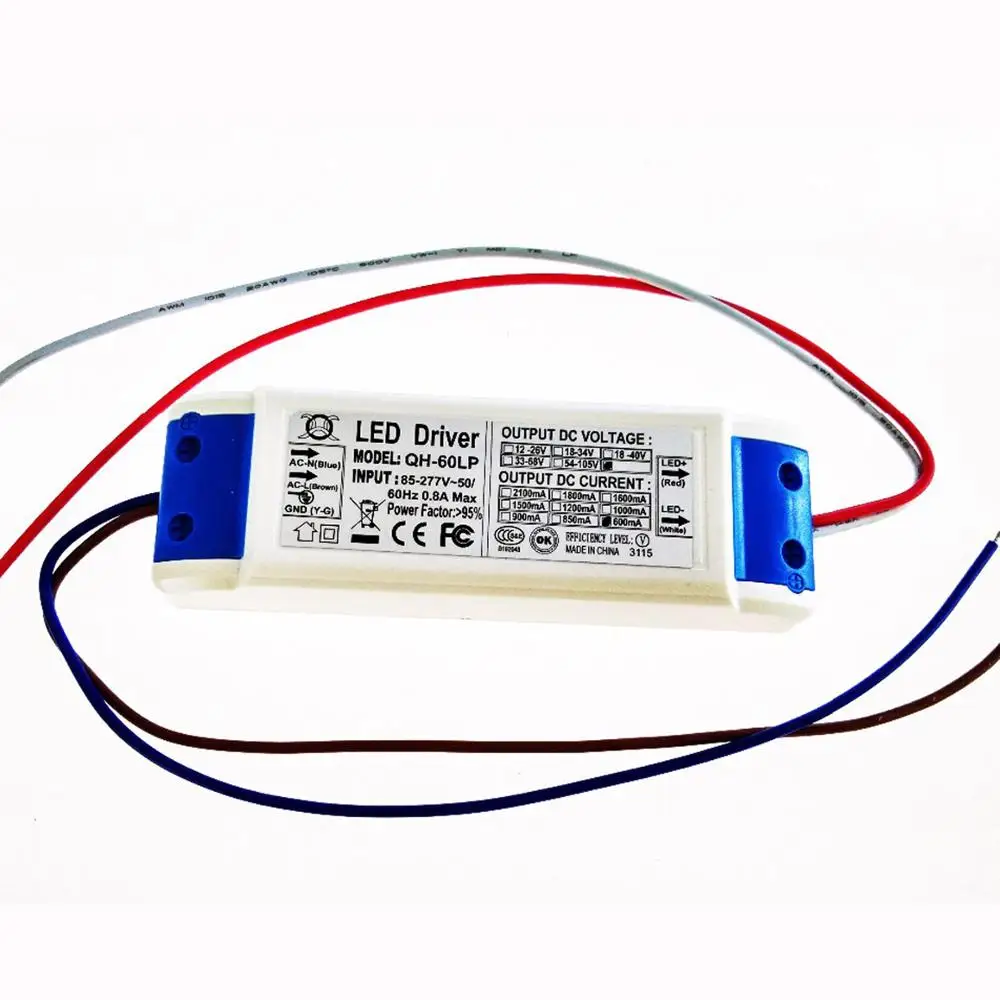 6-30x3W 600mA Led Transformer Power Supply 10-18x3w Input 85-265V Output 18-105V 600MA High Power LED Driver For LED Light
6-30x3W 600mA Led Transformer Power Supply 10-18x3w Input 85-265V Output 18-105V 600MA High Power LED Driver For LED Light