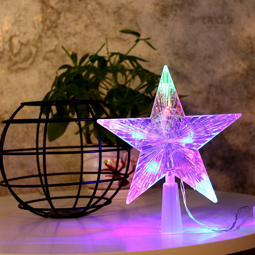 

3D мигающая звезда, Топпер для рождественской елки, светодиодная медная проволочная гирлянда, меняющая цвет лампа, украшение на Рождество, с...