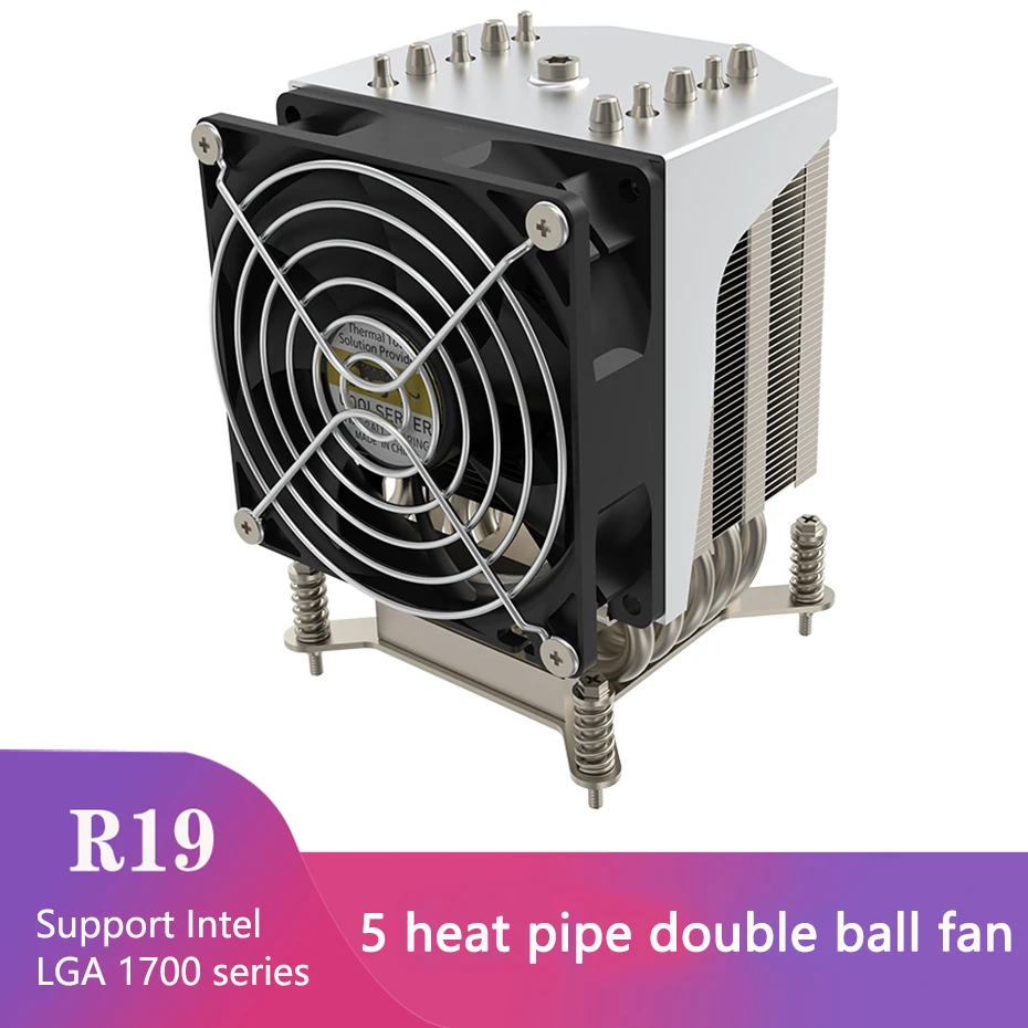 COOLSERVER 4U-R19 5 Heatpipe CPU Server Cooler Air Cooling Host Silent Temperature Control Fan CPU Radiator For Intel LGA1700 
COOLSERVER 4U-R19 5 Heatpipe CPU Server Cooler Air Cooling Host Silent Temperature Control Fan CPU Radiator For Intel LGA1700