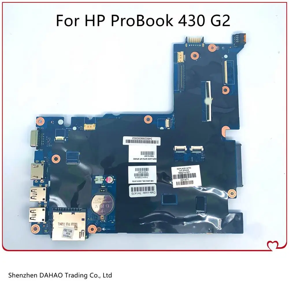 For HP 430 G2 Laptop Motherboard W/ I5-5200U CPU 798066-001 798066-501 798066-601 ZPM30 LA-B171P Mainboard 100% fully tested
For HP 430 G2 Laptop Motherboard W/ I5-5200U CPU 798066-001 798066-501 798066-601 ZPM30 LA-B171P Mainboard 100% fully tested