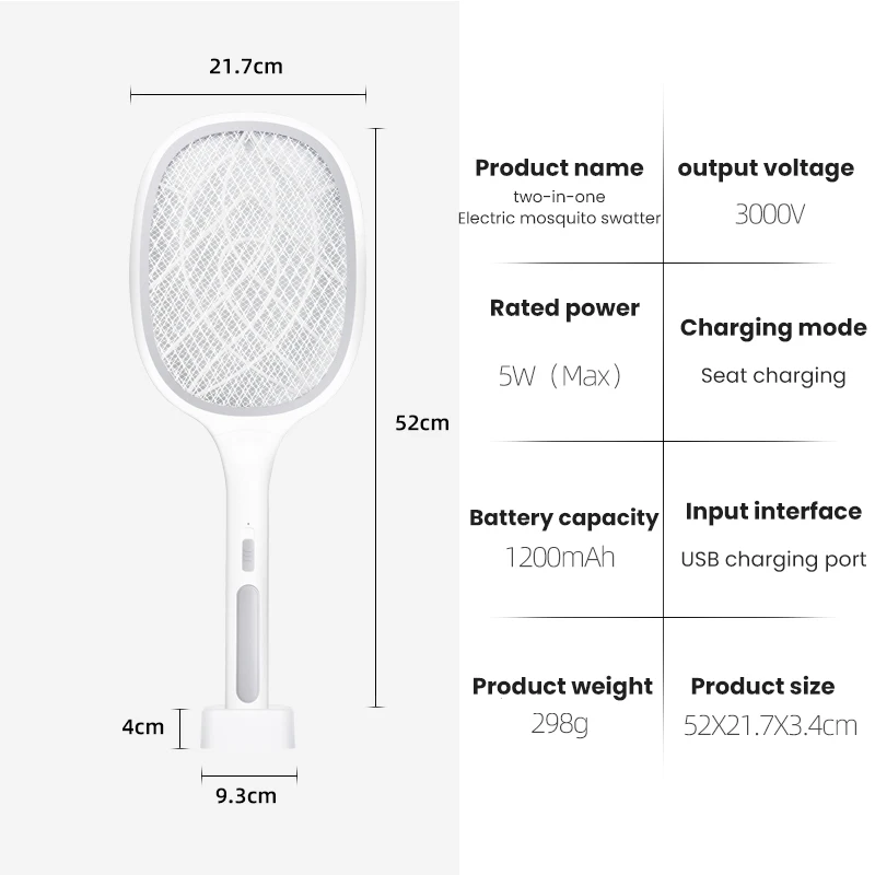 Two-in-One 6/10 LED Trap Mosquito Killer Lamp 3000V Electric Bug Zapper USB Rechargeable Summer Fly Swatter Trap Flies Insect
Two-in-One 6/10 LED Trap Mosquito Killer Lamp 3000V Electric Bug Zapper USB Rechargeable Summer Fly Swatter Trap Flies Insect