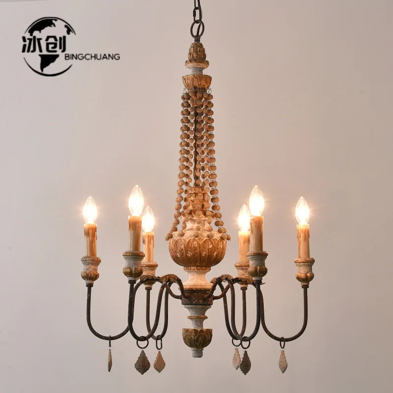 Bingchuang American Rural retro wood art restaurant chandelier living room crystal beads bedroom study designer lamp
Bingchuang American Rural retro wood art restaurant chandelier living room crystal beads bedroom study designer lamp