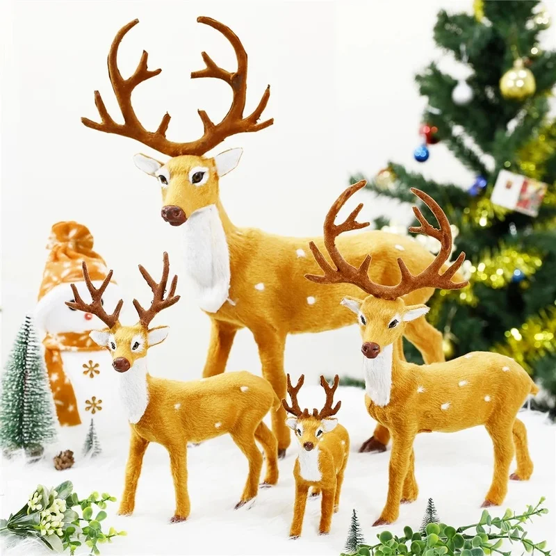 

Xmas Elk Plush Simulation Reindeer Christmas Deer Christmas Decorations For Home Merry Christmas New Year Ornament 15/20/25/30cm
