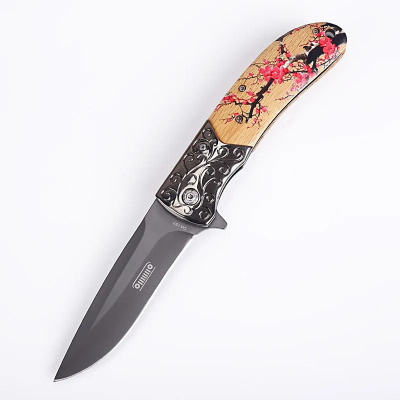 New Style 9 Inch 3D Plum Blossom Folding Knife Blade 5cr17ov Wooden Handle Outdoor Camping Tactical Survival Tool Hunting Knife
New Style 9 Inch 3D Plum Blossom Folding Knife Blade 5cr17ov Wooden Handle Outdoor Camping Tactical Survival Tool Hunting Knife