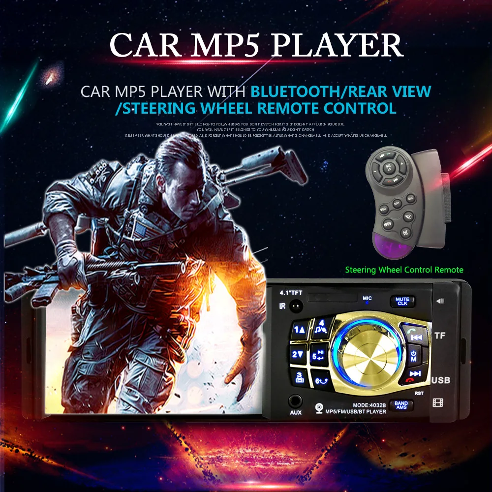 1 Din автомобильный радиоприемник, FM-радио, Bluetooth, мультимедийный mp5-плеер, 4,1 дюймов, автомобильная стереосистема, 12 В, автомобильное аудио, USB, дистанционное управление 
1 Din автомобильный радиоприемник, FM-радио, Bluetooth, мультимедийный mp5-плеер, 4,1 дюймов, автомобильная стереосистема, 12 В, автомобильное аудио, USB, дистанционное управление